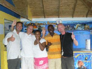 Two happy divers together with Steve, Shirley and Steve from Scuba Steve's Divning